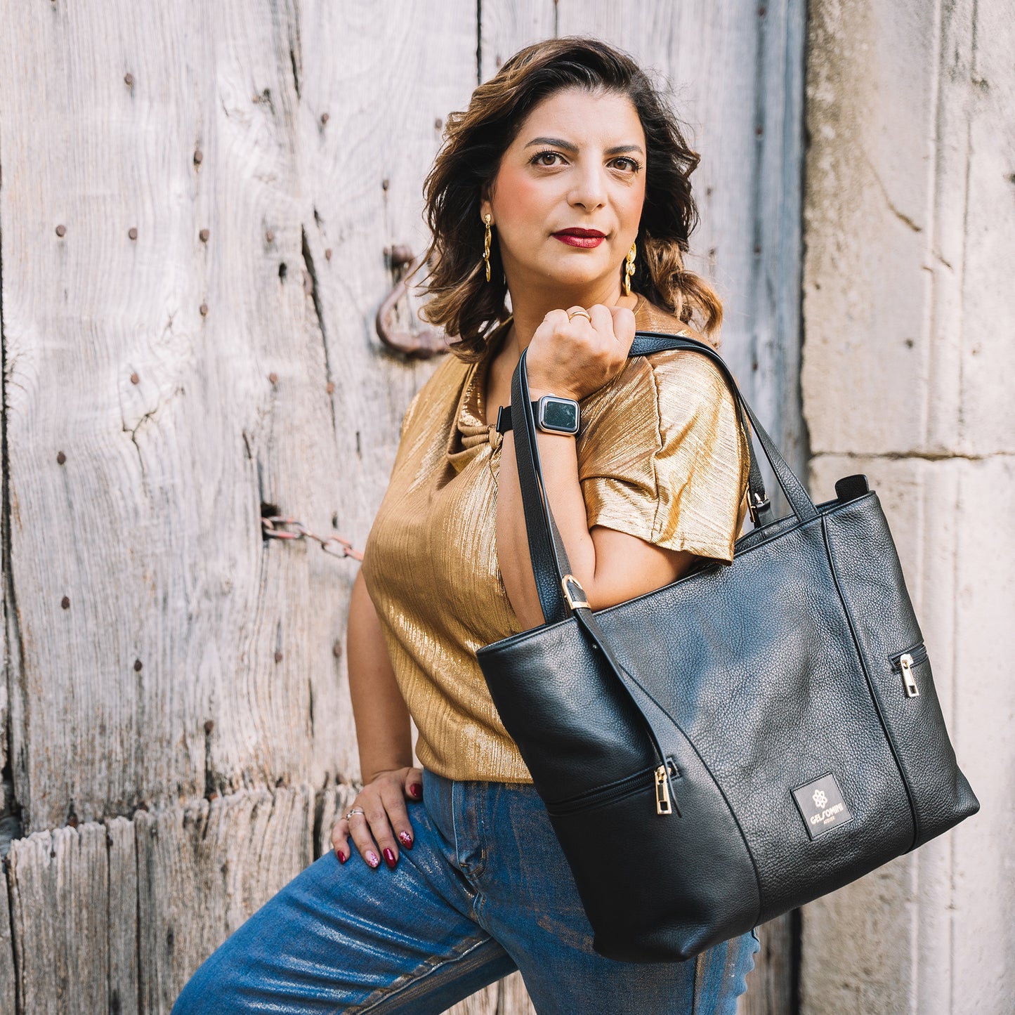 GIACARTA - Shopping Bag in pelle con manici regolabili